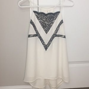 Express Downtown Cami Cream Black Lace Size Small